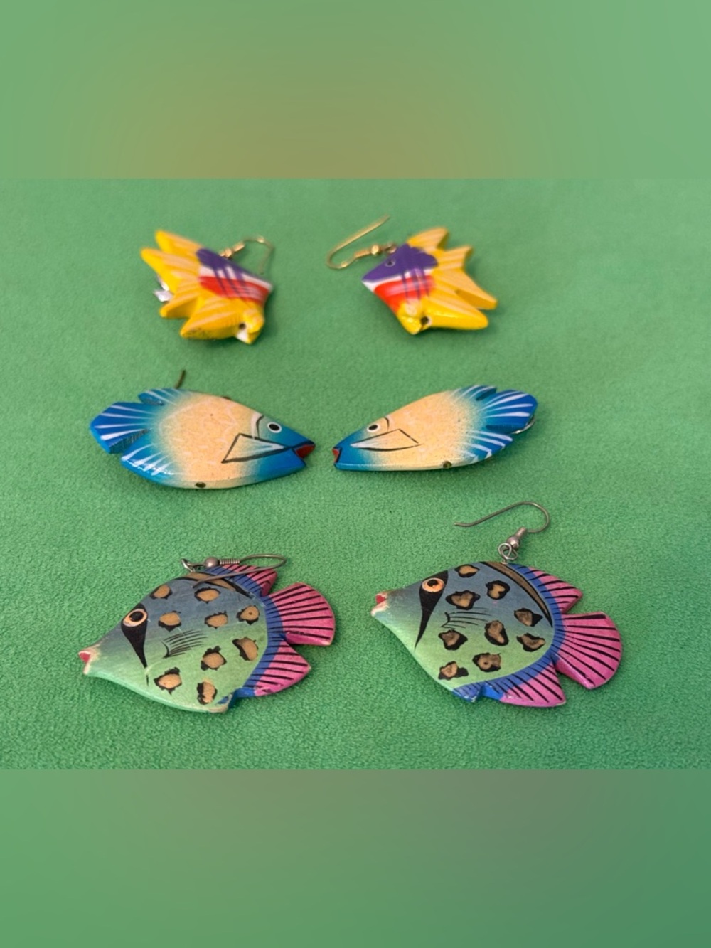 Vintage Hand-Painted Fish Earrings